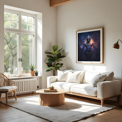 Invite the divine and the mystical into your space with this stunning artwork, capturing a guardian for Living Room