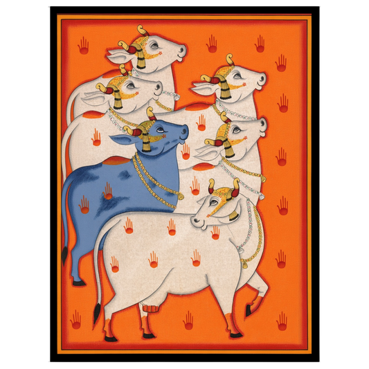 Immerse yourself in the serene spirituality of Pichwai art with this splendid depiction of sacred for loft