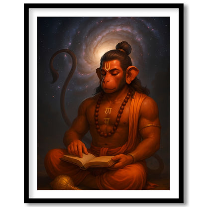 Immerse yourself in the tranquil beauty of divine wisdom with this stunning depiction of Hanuman for sanctuary
