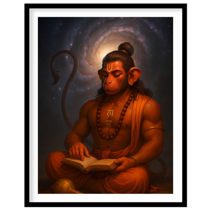 Immerse yourself in the tranquil beauty of divine wisdom with this stunning depiction of Hanuman for sanctuary
