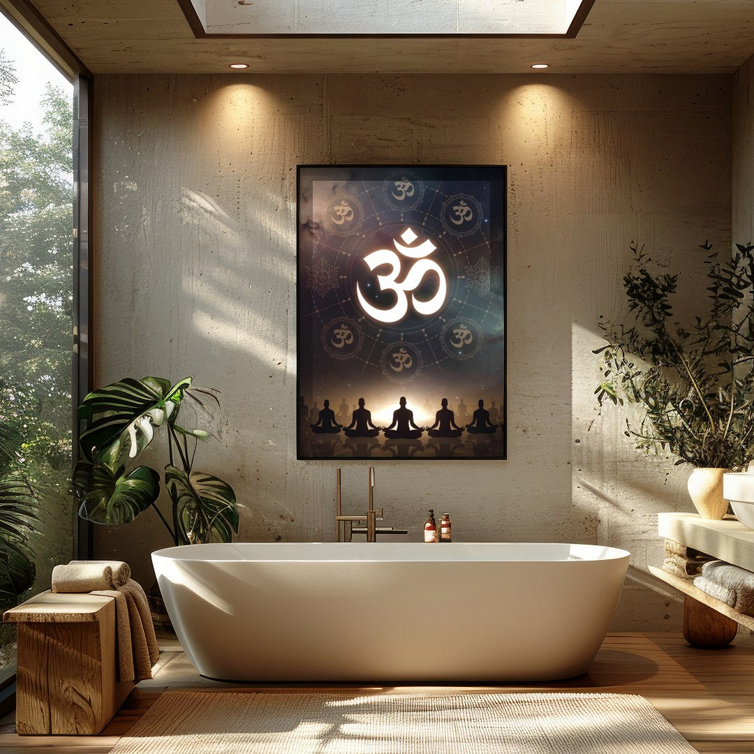 Invite tranquility into your space with 'Celestial Meditation Silhouettes,' a captivating fusion of for Bathroom