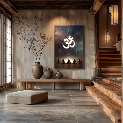 Invite tranquility into your space with 'Celestial Meditation Silhouettes,' a captivating fusion of for Hall