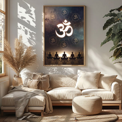 Invite tranquility into your space with 'Celestial Meditation Silhouettes,' a captivating fusion of for Sitting Area