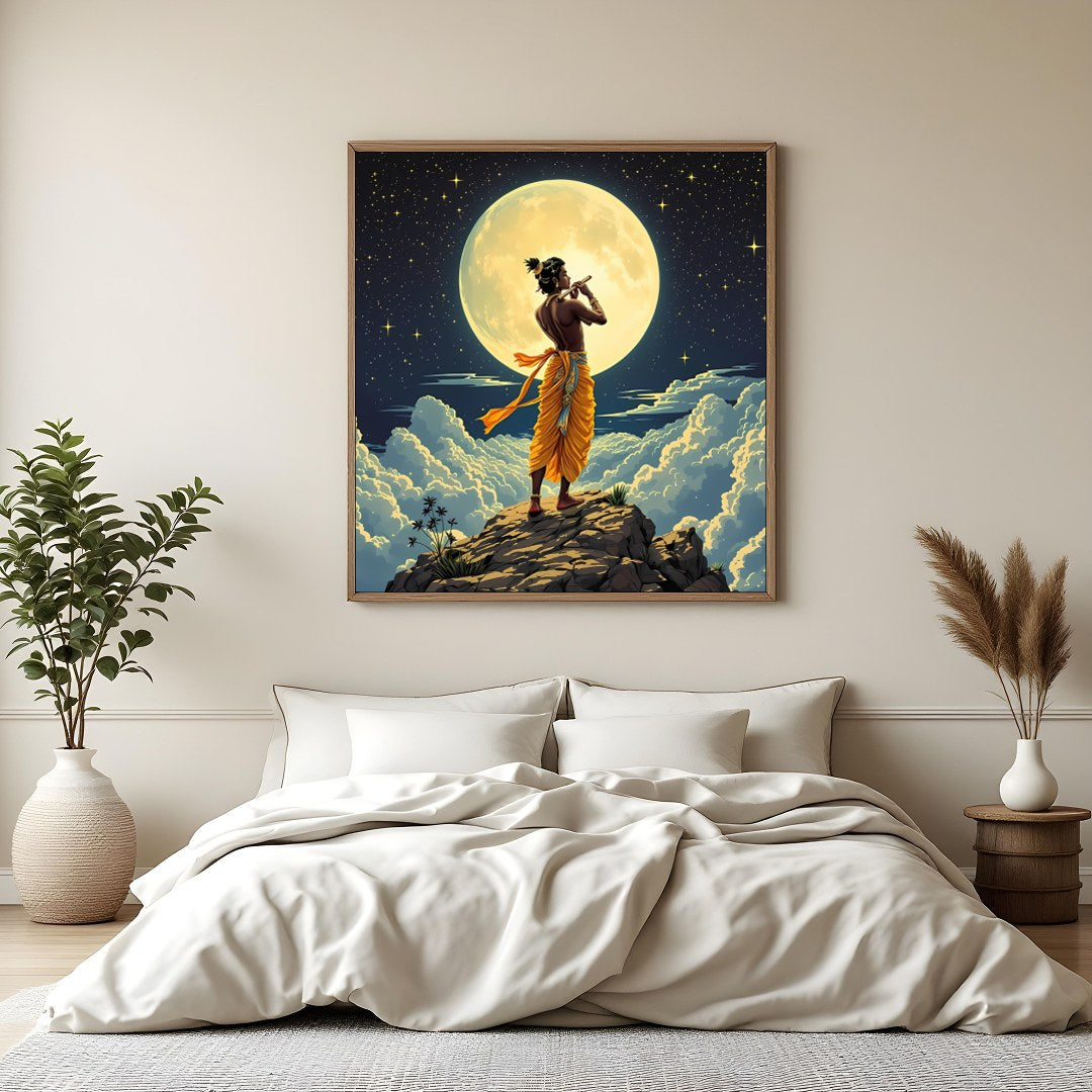 Immerse yourself in the divine serenity of 'Celestial Melody Under the Moonlight', a captivating for Bedroom