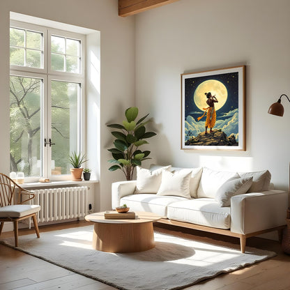 Immerse yourself in the divine serenity of 'Celestial Melody Under the Moonlight', a captivating for Living Room