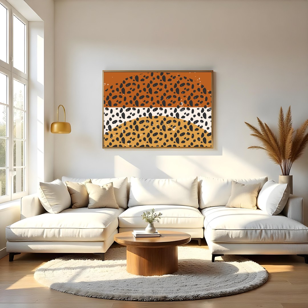 Embrace the serenity of the desert nights with this minimalist abstract print. Featuring earthy for Living Room