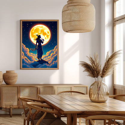 Experience a divine moment with this breathtaking artwork, featuring a silhouetted figure playing a for Extra Kitchen