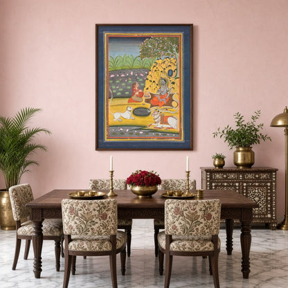 Immerse yourself in the divine tranquility of this exquisite Indian Miniature artwork. Lord Shiva for Dining