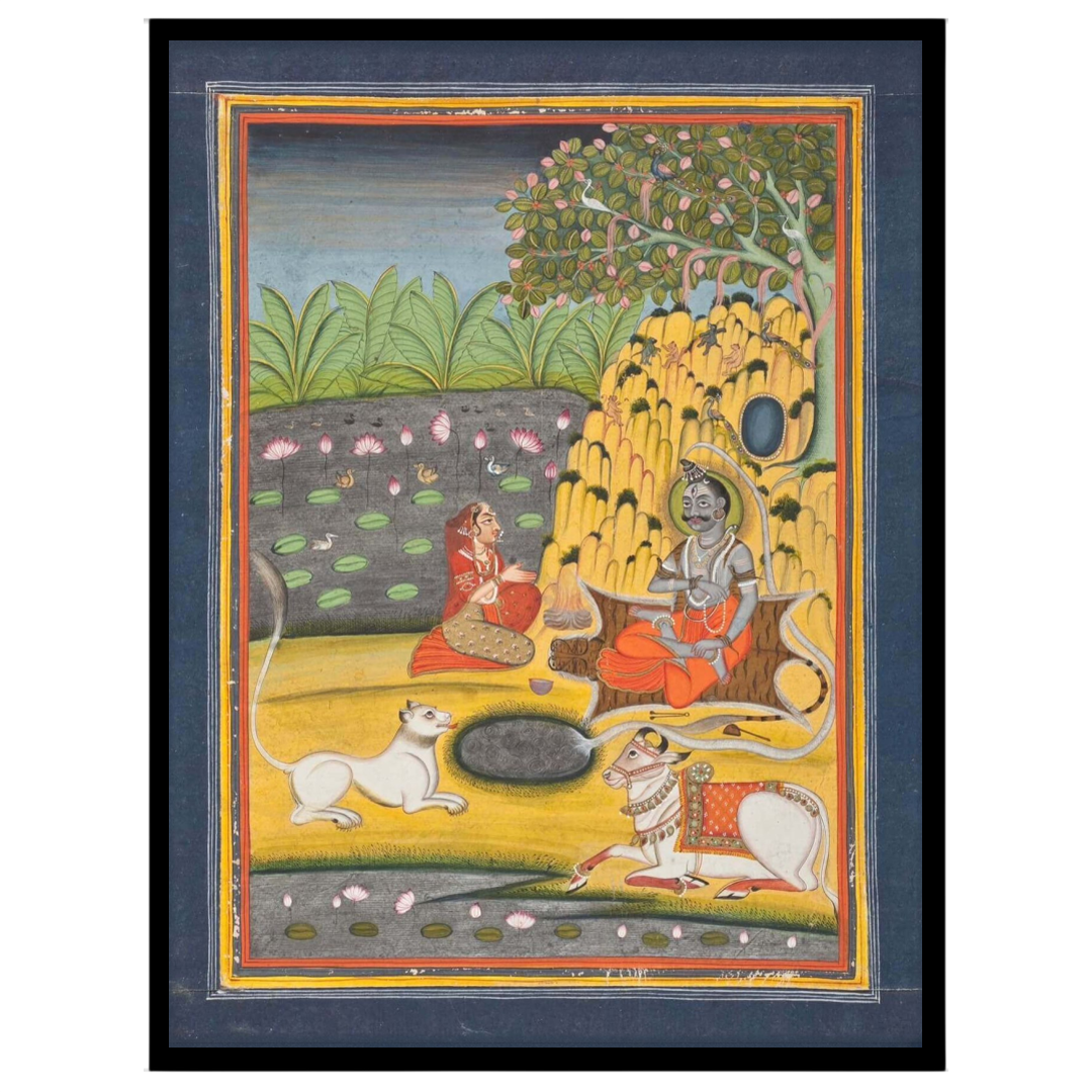 Immerse yourself in the divine tranquility of this exquisite Indian Miniature artwork. Lord Shiva for sweet-home