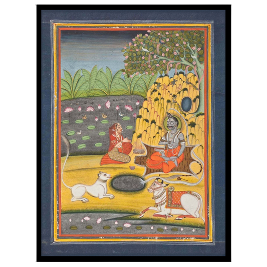 Immerse yourself in the divine tranquility of this exquisite Indian Miniature artwork. Lord Shiva for sweet-home