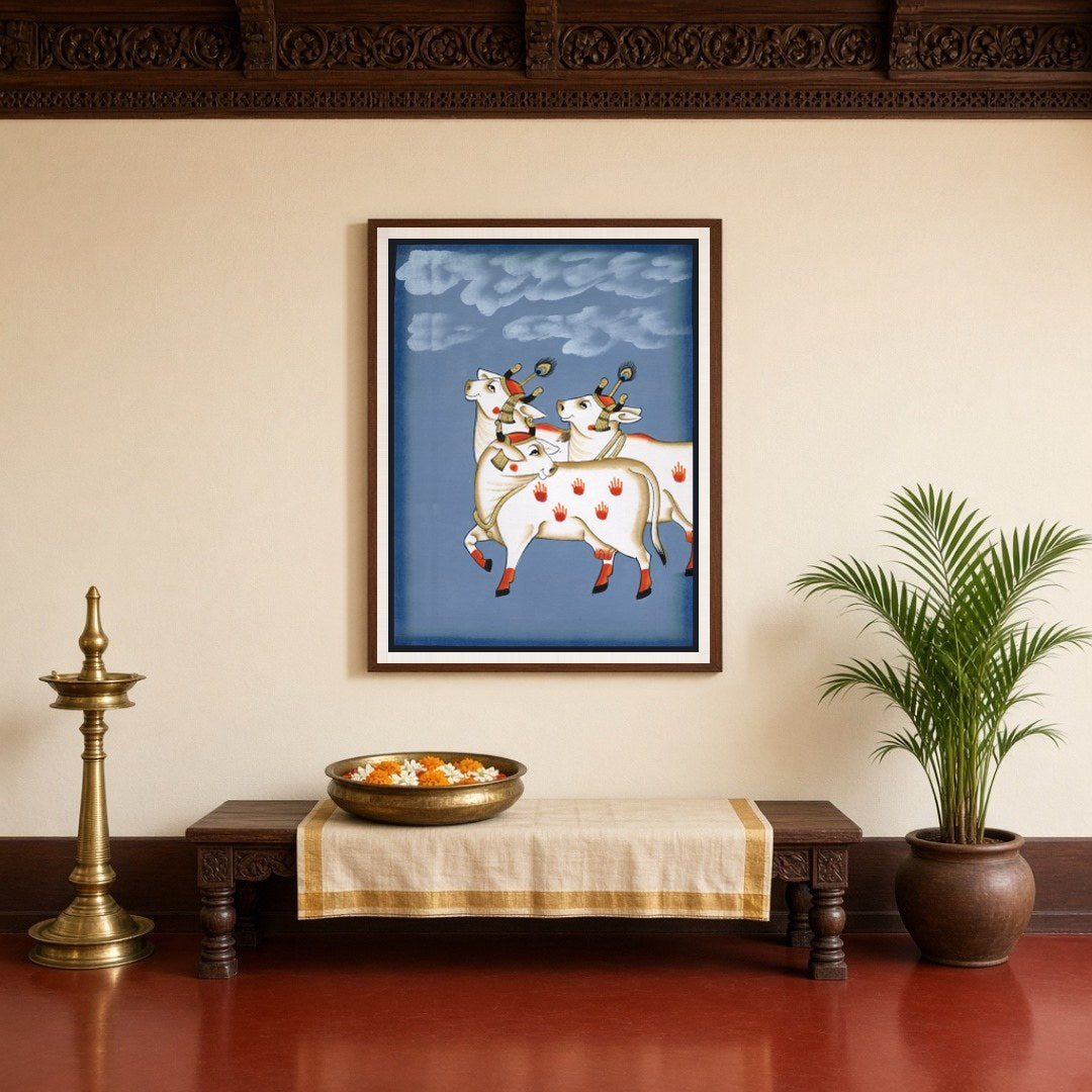 Discover the divine charm of these celestial cows, each an embodiment of nurturing and abundance in for Entrance