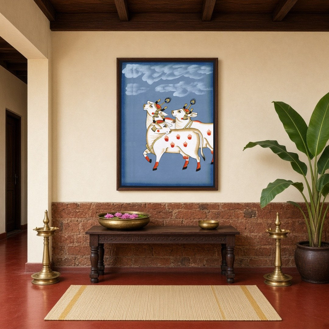 Discover the divine charm of these celestial cows, each an embodiment of nurturing and abundance in for Hallway