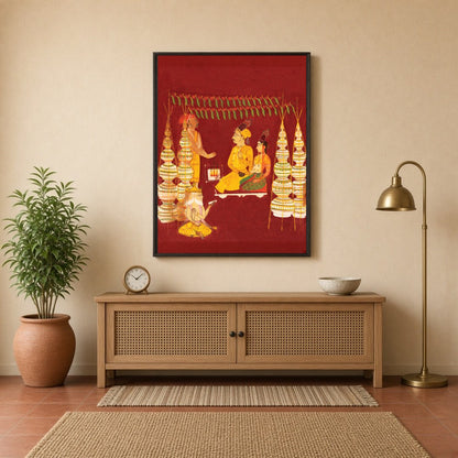 Experience a divine moment captured in this mesmerizing artwork, depicting a sacred wedding for Foyer