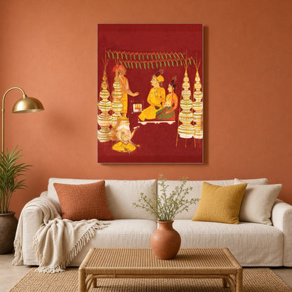 Experience a divine moment captured in this mesmerizing artwork, depicting a sacred wedding for Living Room