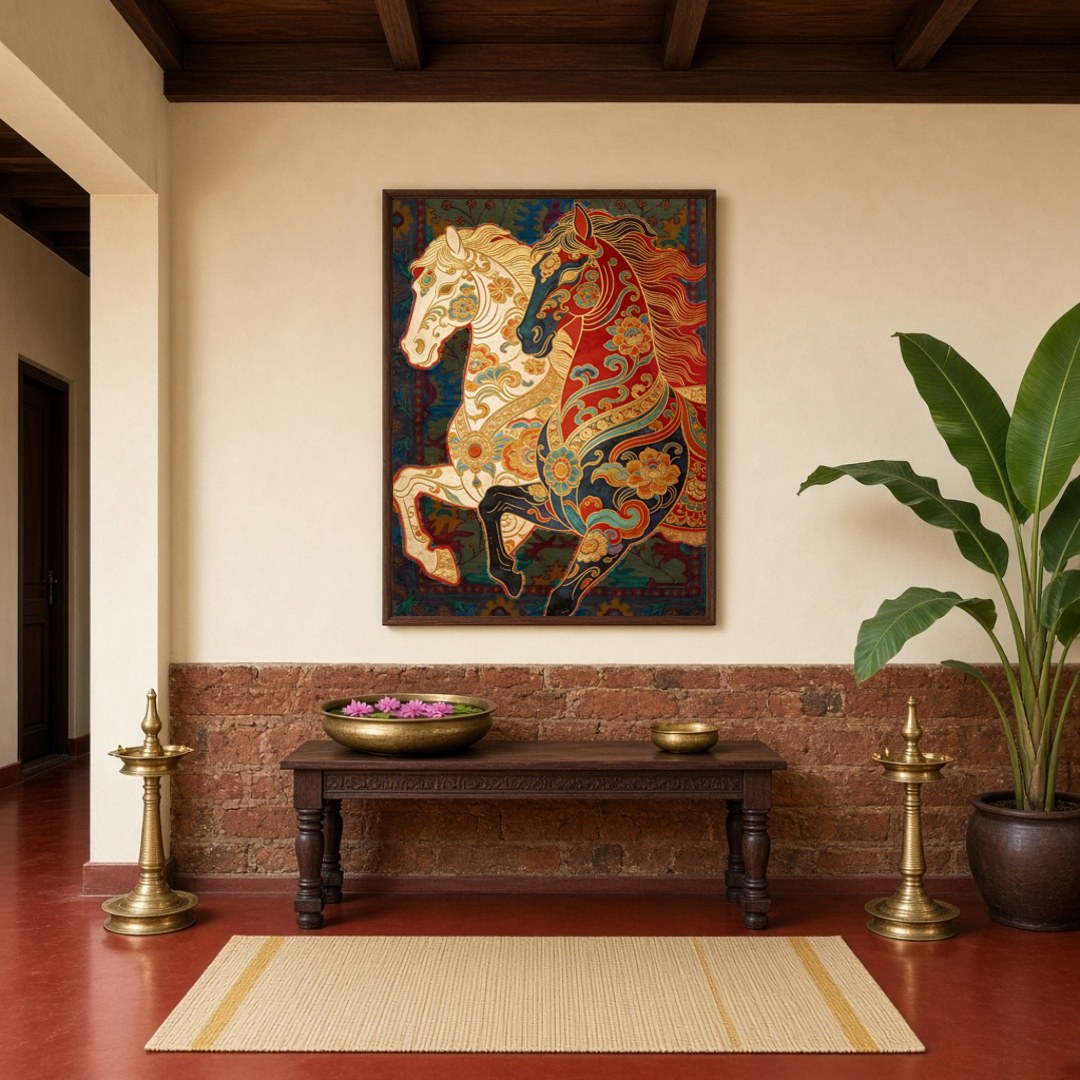 Immerse yourself in the rich traditions of Indian folklore with this captivating Pattachitra for Hallway