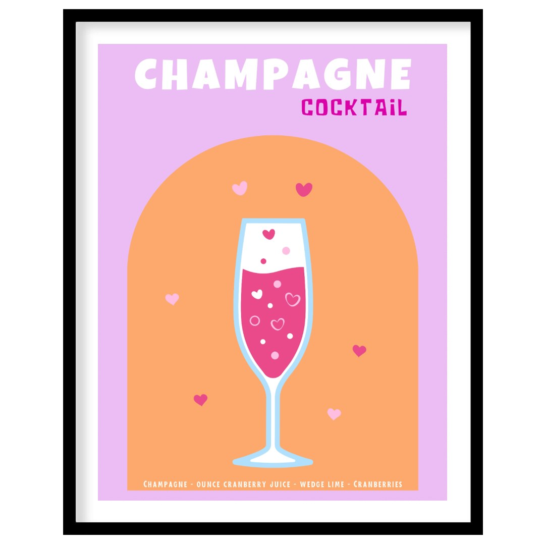 This charming and festive poster features a delightful Champagne Cocktail, rendered with a touch of… for home