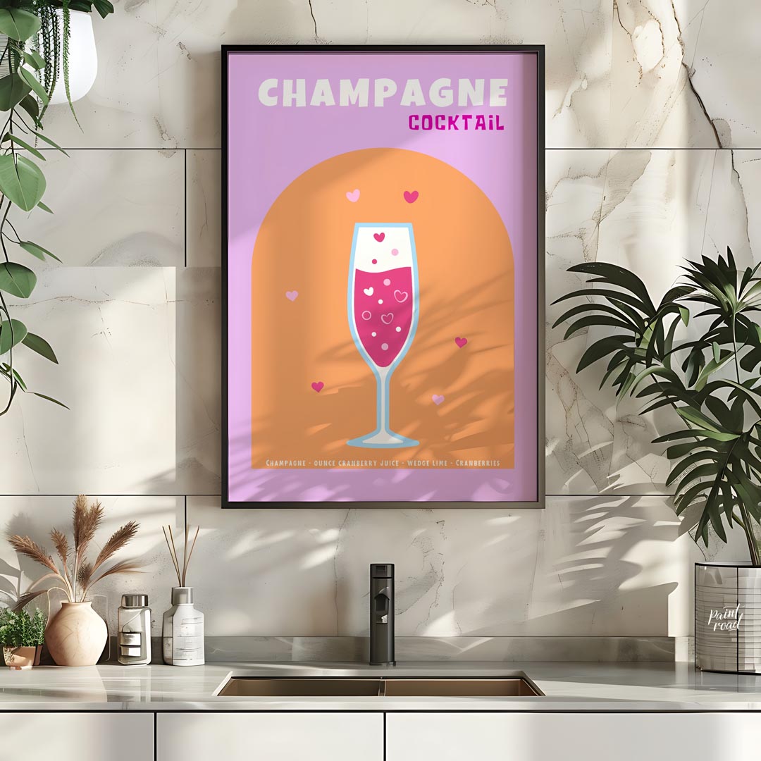 This charming and festive poster features a delightful Champagne Cocktail, rendered with a touch of… for kitchen