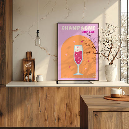 This charming and festive poster features a delightful Champagne Cocktail, rendered with a touch of… for kitchen