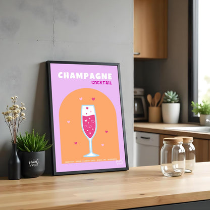 This charming and festive poster features a delightful Champagne Cocktail, rendered with a touch of… for kitchen
