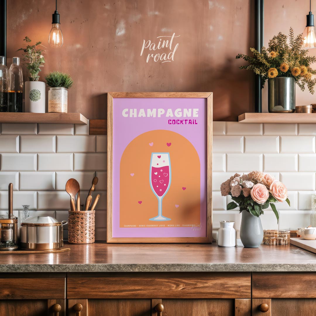 This charming and festive poster features a delightful Champagne Cocktail, rendered with a touch of… for kitchen