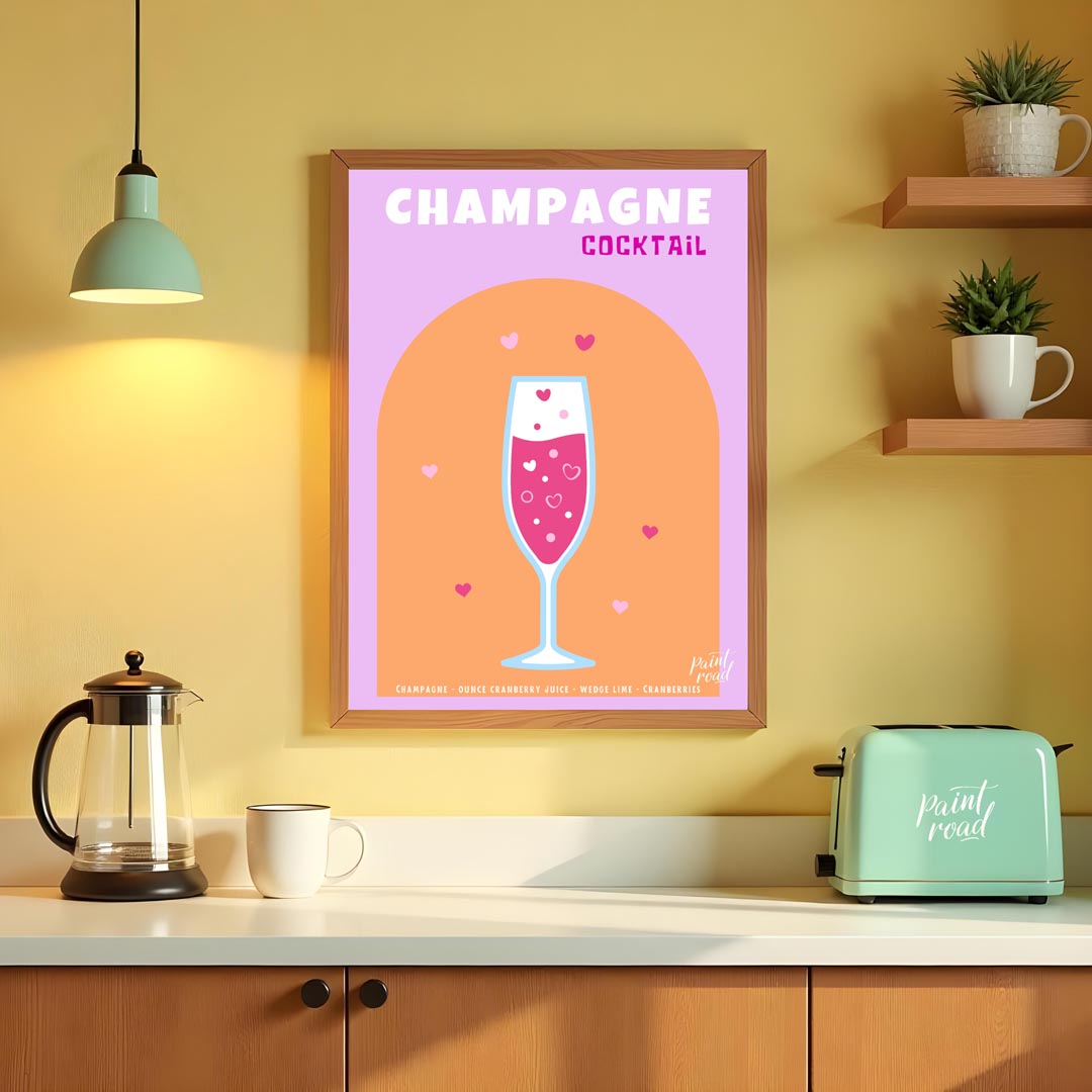 This charming and festive poster features a delightful Champagne Cocktail, rendered with a touch of… for kitchen