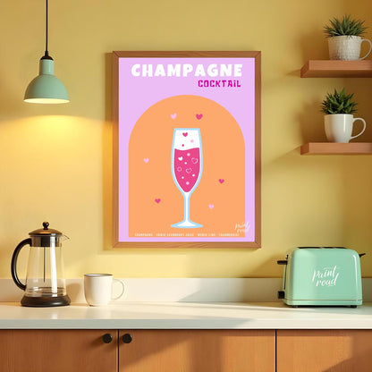 This charming and festive poster features a delightful Champagne Cocktail, rendered with a touch of… for kitchen