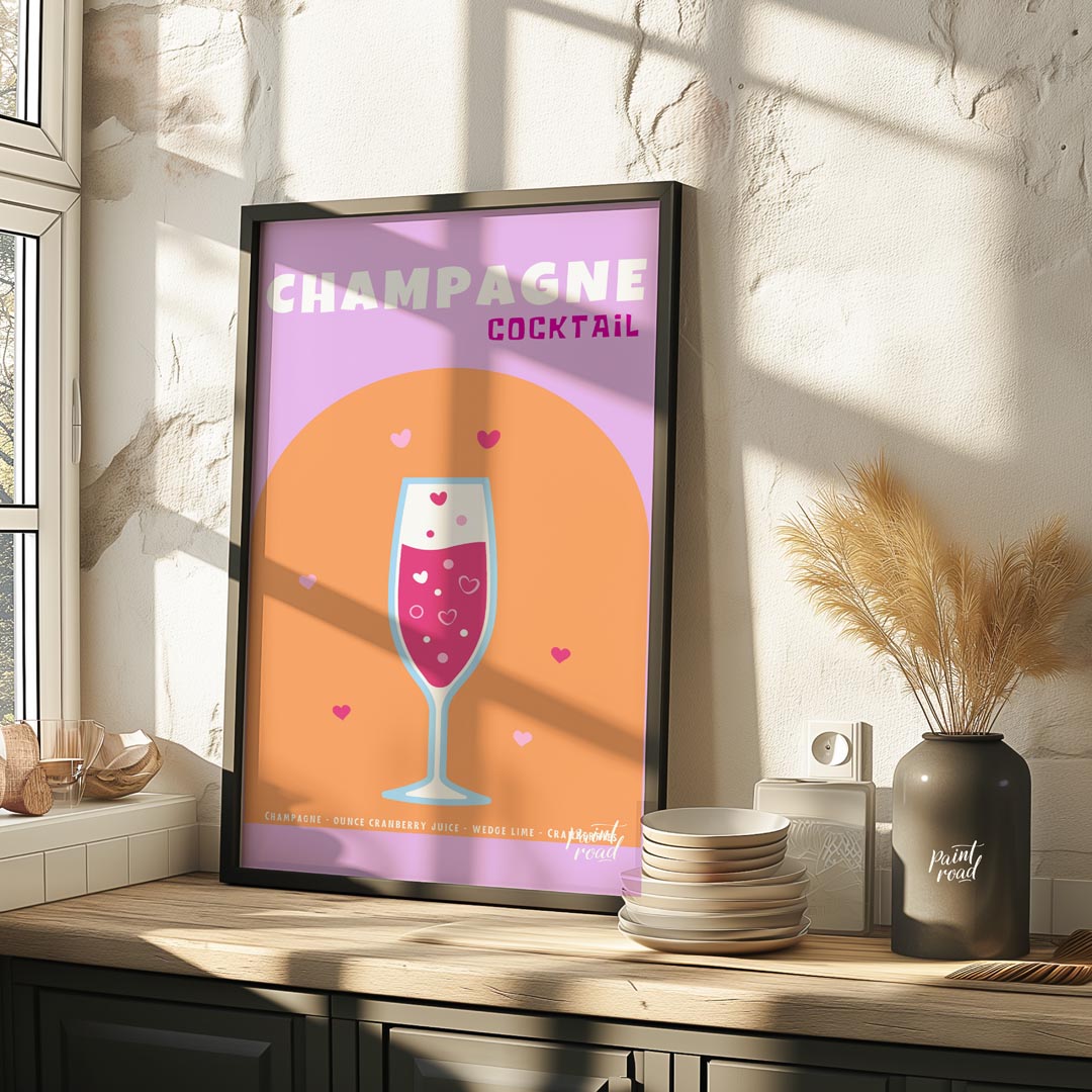 This charming and festive poster features a delightful Champagne Cocktail, rendered with a touch of… for kitchen