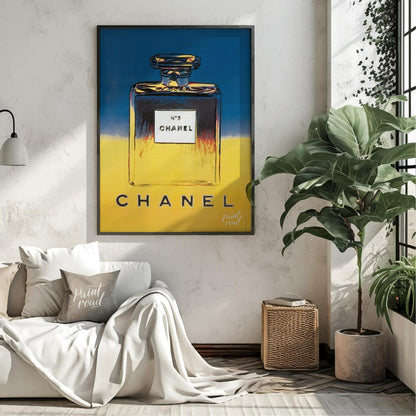 This elegant poster showcases the iconic "N°5 CHANEL" branding in bold, clean typography, repeated … for living room