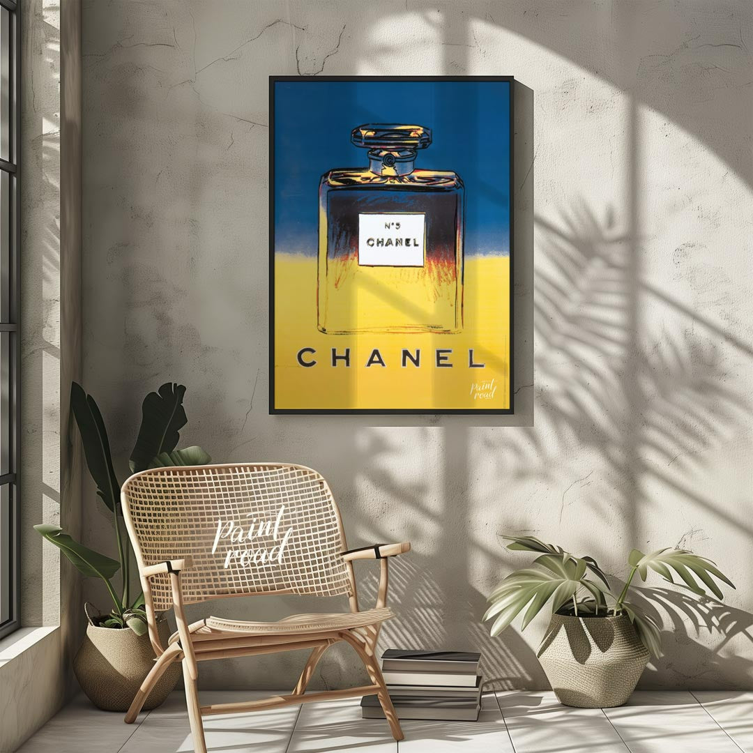 This elegant poster showcases the iconic "N°5 CHANEL" branding in bold, clean typography, repeated … for other