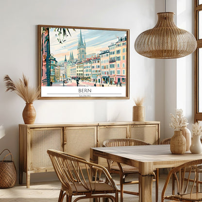 Immerse yourself in the enchanting view of Bern with this captivating cityscape artwork. The vivid for Dining
