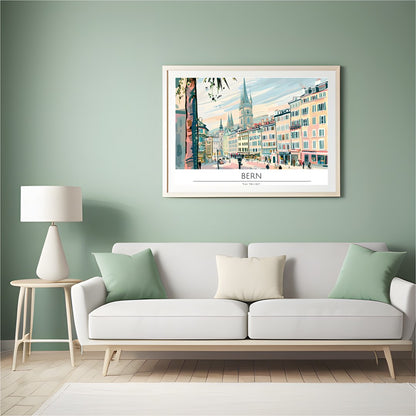 Immerse yourself in the enchanting view of Bern with this captivating cityscape artwork. The vivid for Hall