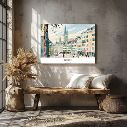 Immerse yourself in the enchanting view of Bern with this captivating cityscape artwork. The vivid for Veranda
