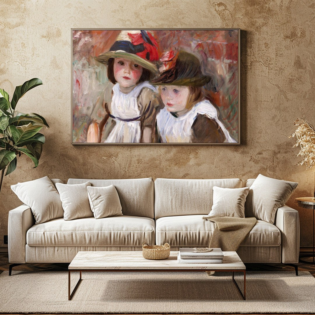 This delightful artwork captures the innocence and beauty of childhood with two young children for Family Room