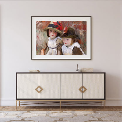 This delightful artwork captures the innocence and beauty of childhood with two young children for Foyer