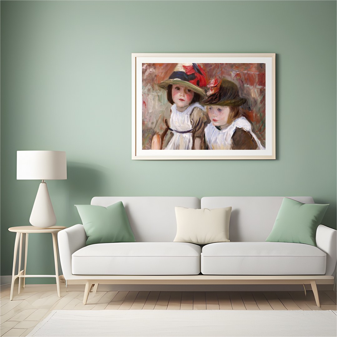 This delightful artwork captures the innocence and beauty of childhood with two young children for Hall