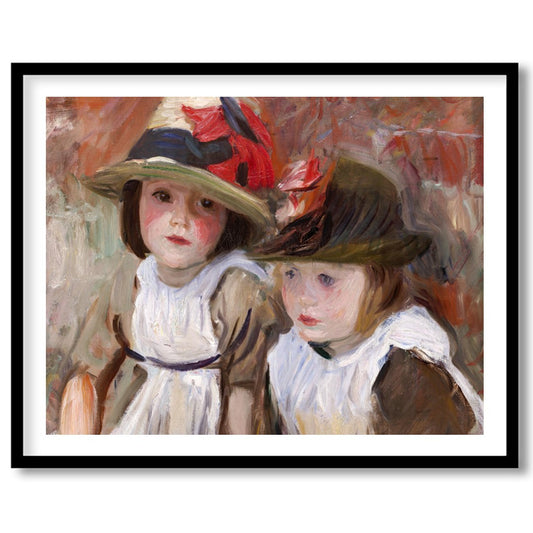 This delightful artwork captures the innocence and beauty of childhood with two young children for hallway