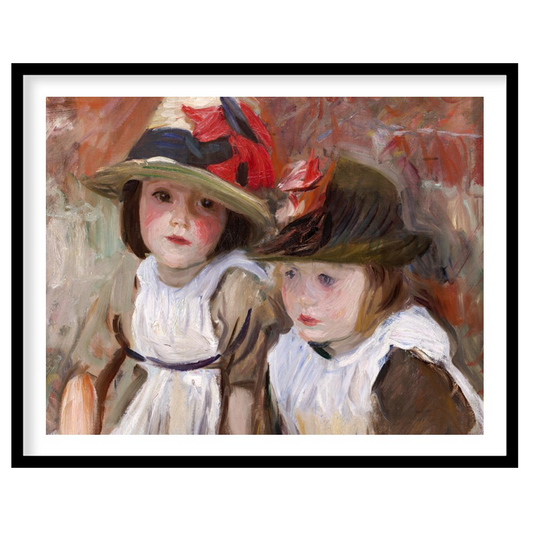 This delightful artwork captures the innocence and beauty of childhood with two young children for hallway