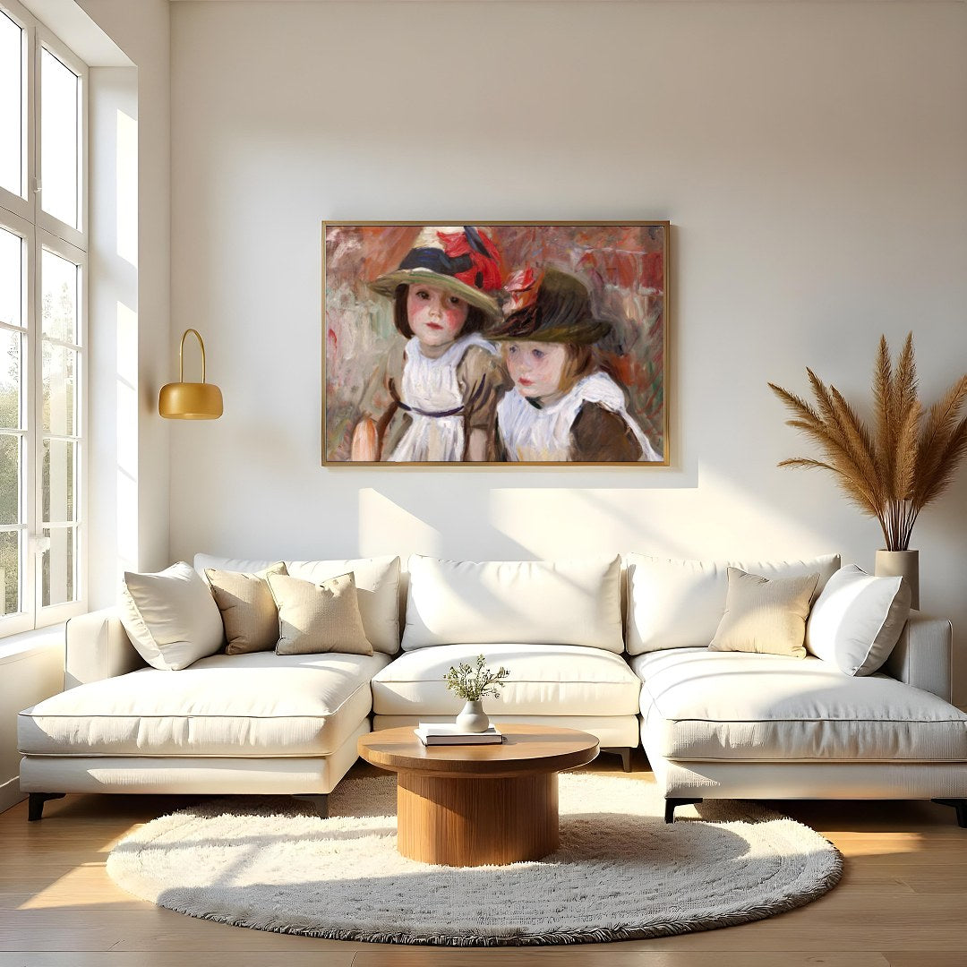 This delightful artwork captures the innocence and beauty of childhood with two young children for Living Room