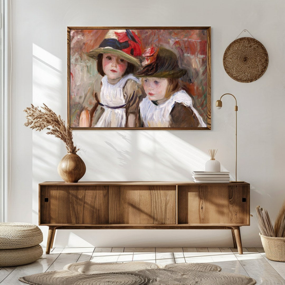This delightful artwork captures the innocence and beauty of childhood with two young children for Sitting Area