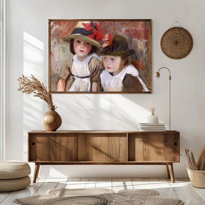 This delightful artwork captures the innocence and beauty of childhood with two young children for Sitting Area
