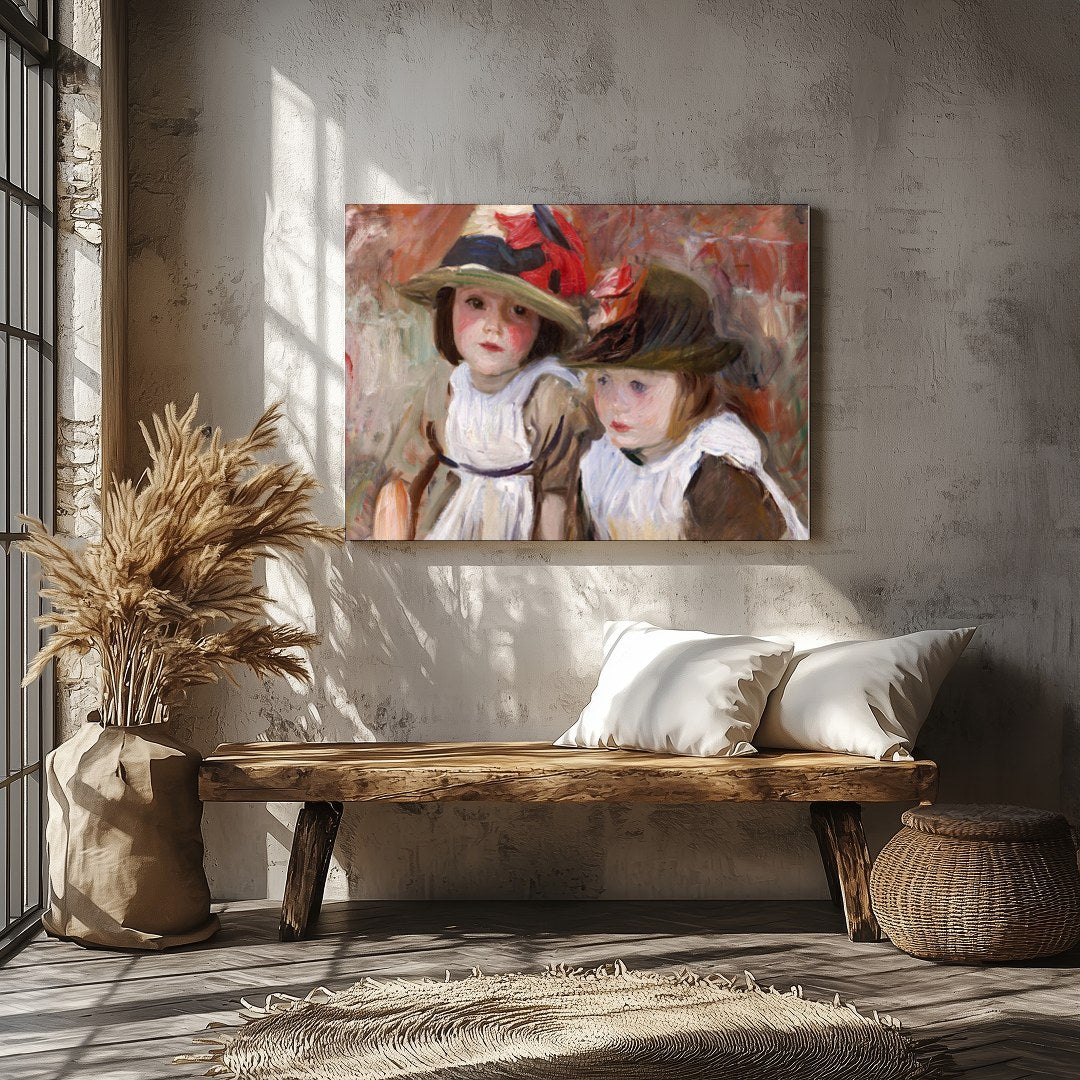 This delightful artwork captures the innocence and beauty of childhood with two young children for Veranda