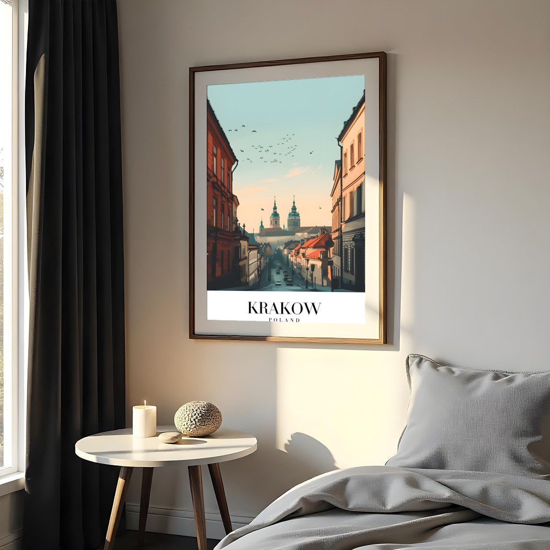 Capture the enchanting ambiance of Krakow with this stunning cityscape artwork. Featuring the for Bedroom