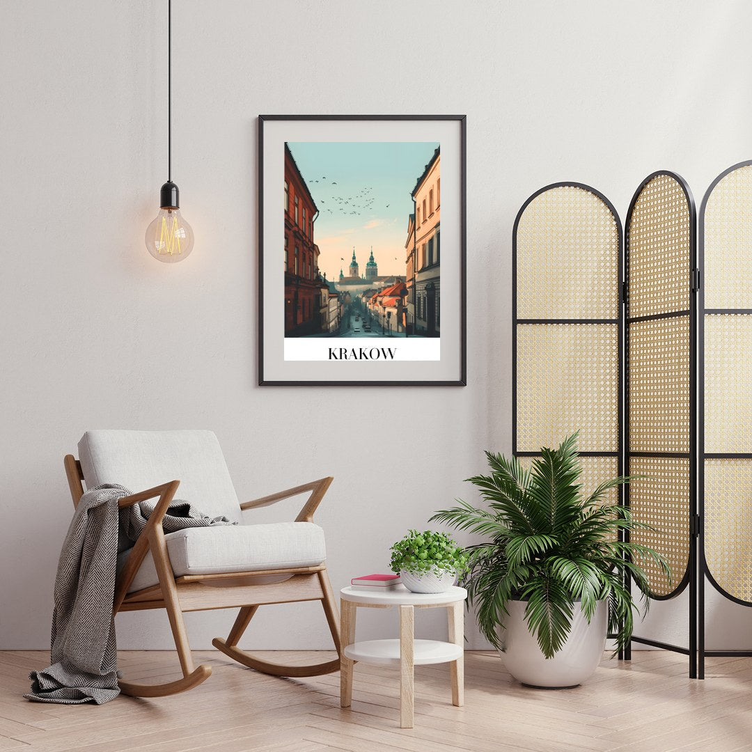 Capture the enchanting ambiance of Krakow with this stunning cityscape artwork. Featuring the for Foyer