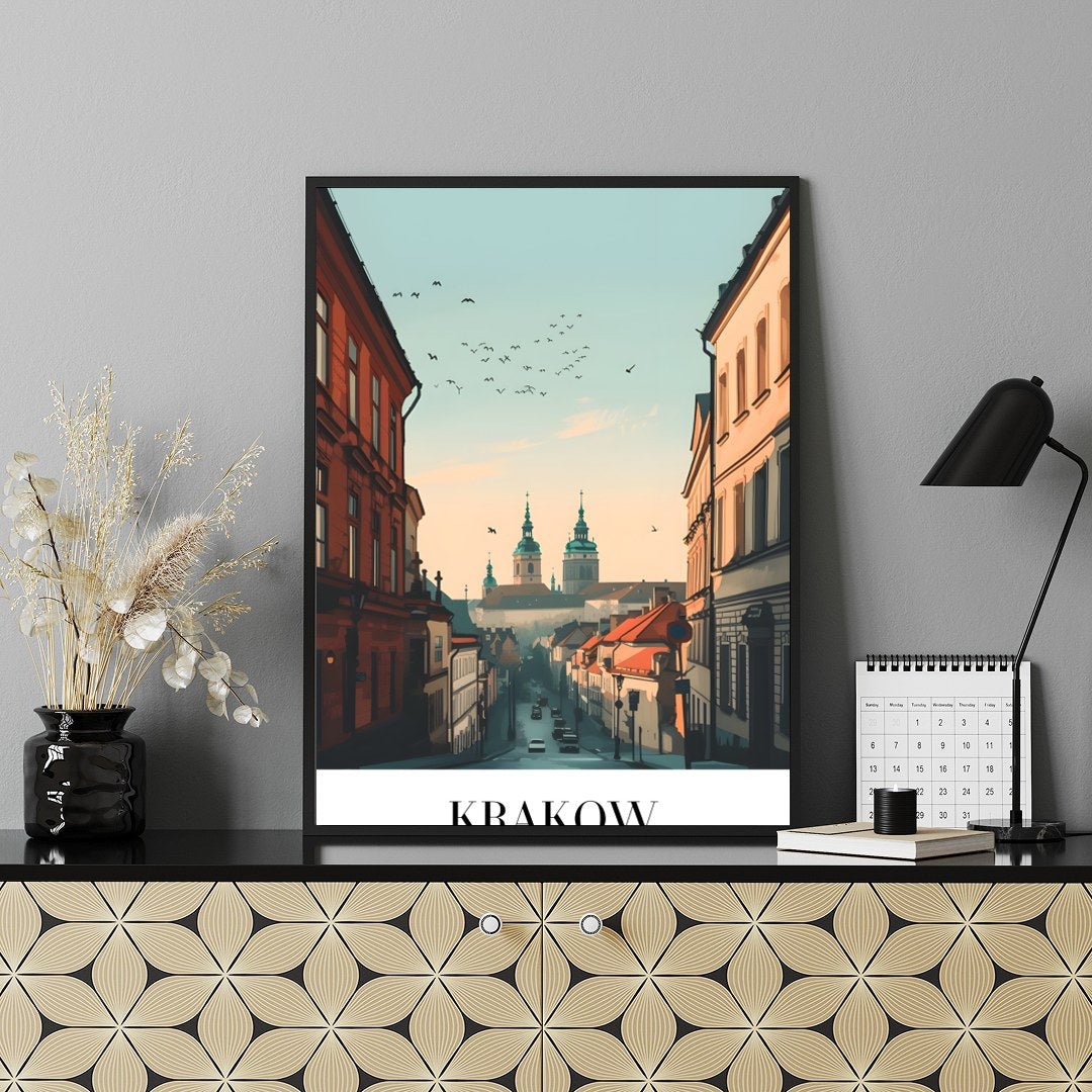Capture the enchanting ambiance of Krakow with this stunning cityscape artwork. Featuring the for Shelf