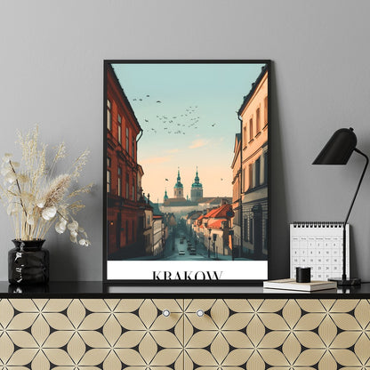 Capture the enchanting ambiance of Krakow with this stunning cityscape artwork. Featuring the for Shelf