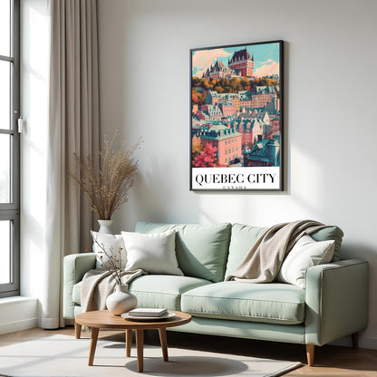 This captivating wall art captures the enchanting essence of Quebec City with its iconic for Hall