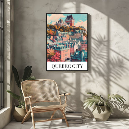 This captivating wall art captures the enchanting essence of Quebec City with its iconic for Sitting Area