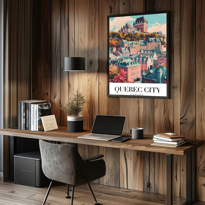 This captivating wall art captures the enchanting essence of Quebec City with its iconic for Study and Office