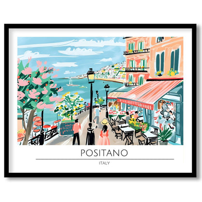 Capture the vibrant essence of Positano with this lively wall art depicting a quaint seaside scene. for living-space
