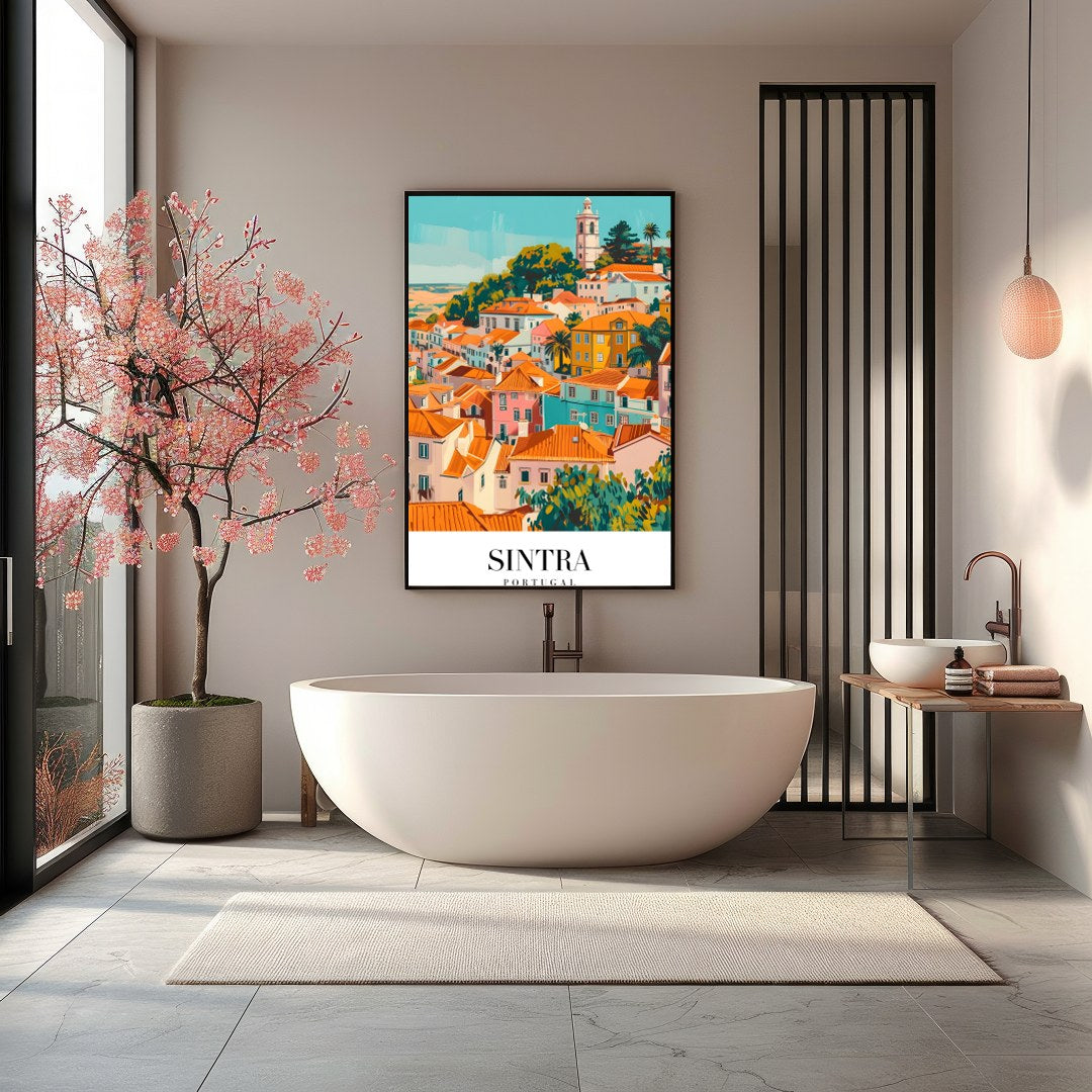 Bring the vibrant charm of Sintra, Portugal into your space with this exquisite artwork. The for Bathroom